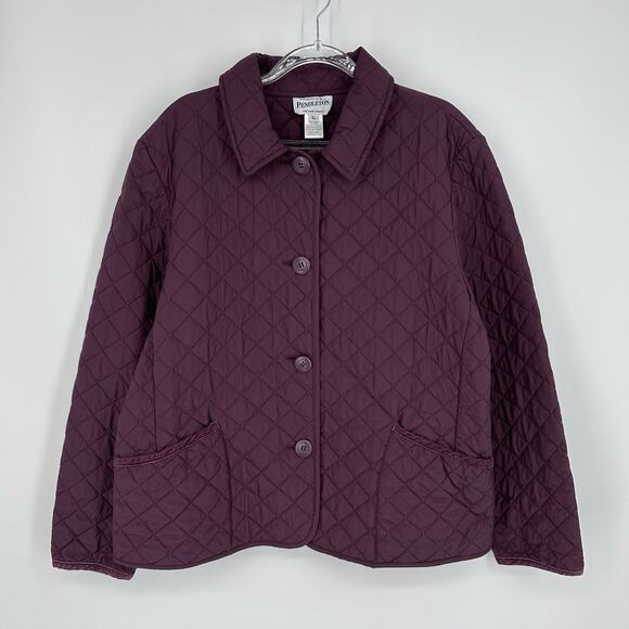 Pendleton Quilted Jacket Women’s Size XL Purple Button Up Long Sleeve Pockets - Picture 1 of 7
